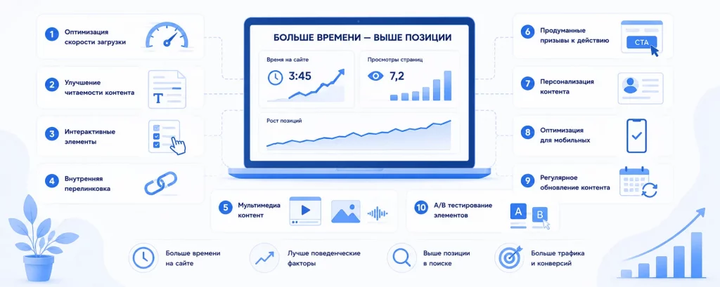 Как увеличить время на сайте